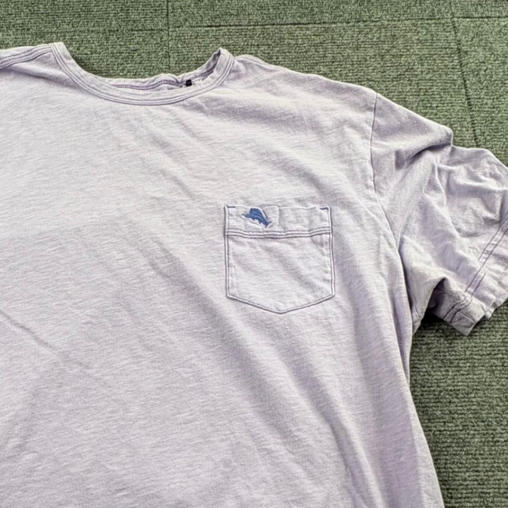 Tommy Bahama Mens Large Purple Cotton Slub Jersey Pocket T-Shirt Marlin Logo